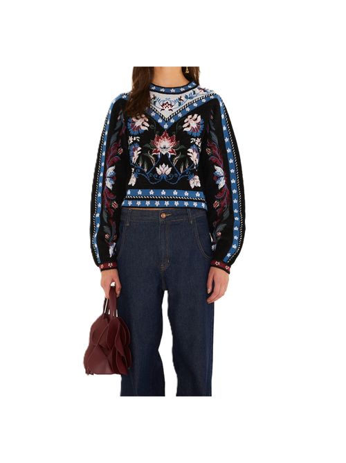 Maglione a fiori FARM Rio | 36028926114 NATALIA BURGUNDY